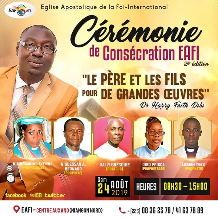 CONSECRATION DES PASTEURS DE L'EGLISE EAFI.